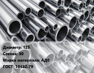 Труба алюминиевая 125 s=30 Марка: АД0 ГОСТ: 18482-79, метр цена от 1483 Тг / кг, где купить, условия доставки в Алматы и Алматинской области